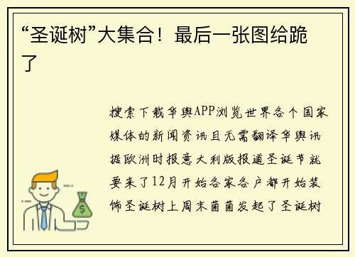 “圣诞树”大集合！最后一张图给跪了